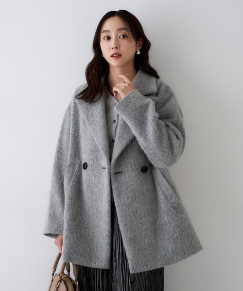 UNTITLED(アンタイトル)の「【エレガントジャケット/アウター】イタリアンシャギーPコート(ピーコート・レディース・グレー/ライトブルー・01/02/03/04/42/44/46/48/50/00)」の3枚目の写真