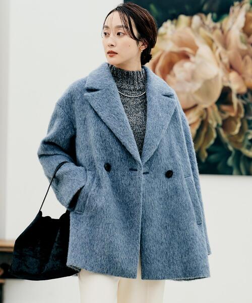 UNTITLED(アンタイトル)の「【エレガントジャケット/アウター】イタリアンシャギーPコート(ピーコート・レディース・グレー/ライトブルー・01/02/03/04/42/44/46/48/50/00)」の7枚目の写真