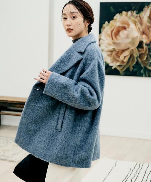 UNTITLED(アンタイトル)の「【エレガントジャケット/アウター】イタリアンシャギーPコート(ピーコート・レディース・グレー/ライトブルー・01/02/03/04/42/44/46/48/50/00)」の8枚目の写真