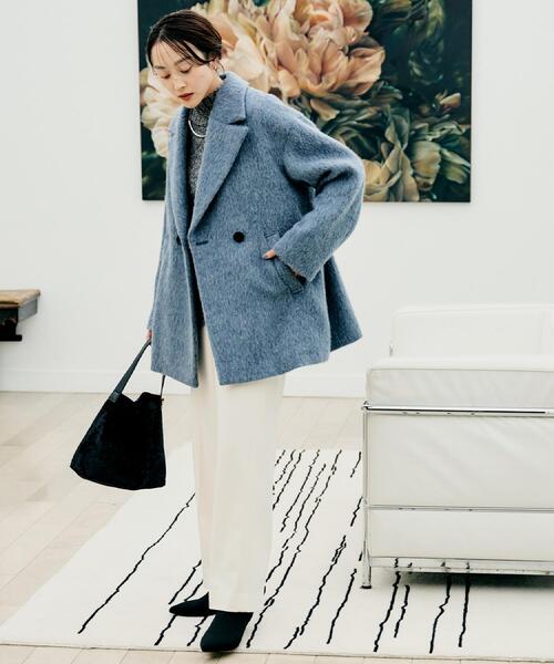 UNTITLED(アンタイトル)の「【エレガントジャケット/アウター】イタリアンシャギーPコート(ピーコート・レディース・グレー/ライトブルー・01/02/03/04/42/44/46/48/50/00)」の9枚目の写真