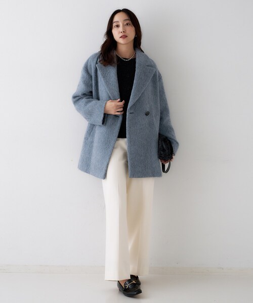 UNTITLED(アンタイトル)の「【エレガントジャケット/アウター】イタリアンシャギーPコート(ピーコート・レディース・グレー/ライトブルー・01/02/03/04/42/44/46/48/50/00)」の11枚目の写真