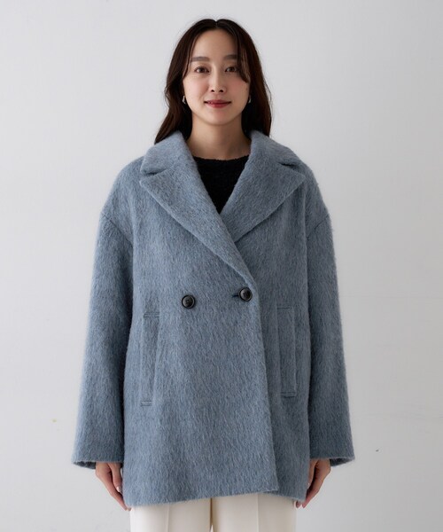 UNTITLED(アンタイトル)の「【エレガントジャケット/アウター】イタリアンシャギーPコート(ピーコート・レディース・グレー/ライトブルー・01/02/03/04/42/44/46/48/50/00)」の13枚目の写真