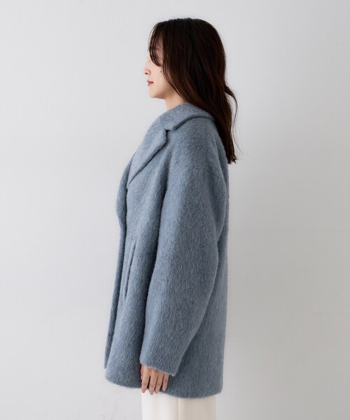 UNTITLED(アンタイトル)の「【エレガントジャケット/アウター】イタリアンシャギーPコート(ピーコート・レディース・グレー/ライトブルー・01/02/03/04/42/44/46/48/50/00)」の14枚目の写真