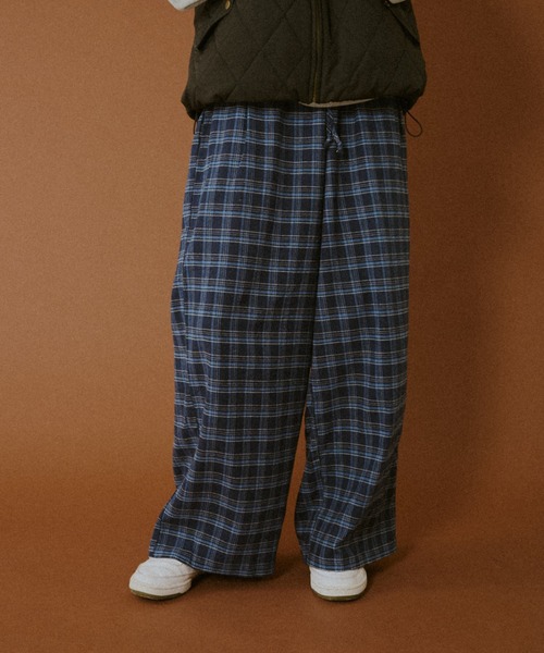 BROKEN BASE（ブロークンベース）の「Straight Check Pants / ストレートチェックパンツ（スラックス・メンズ・ブルー系/グリーン系・MEDIUM/LARGE）」の2枚目の写真