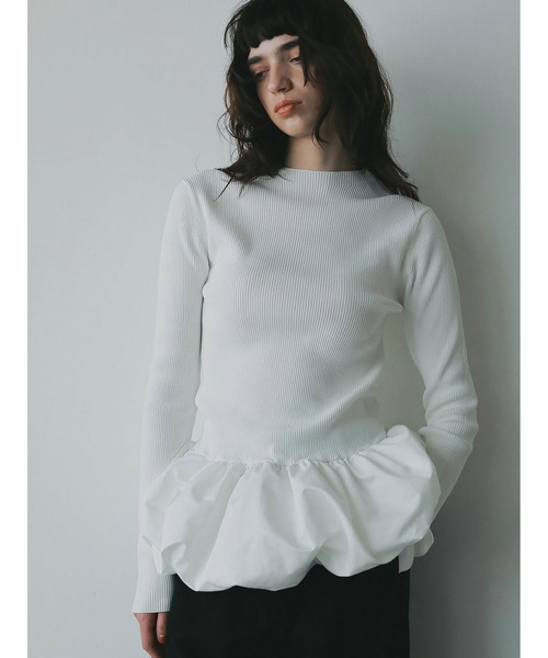 HER.（ハー）の「バルーンドッキングニット（ニット/セーター・レディース・ホワイト/ブラック・フリー）」の2枚目の写真