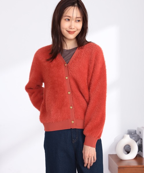GALLORIA(ギャローリア)の「ニットファーVネックカーディガンアンサンブル(アンサンブル・レディース・ライトベージュ/ブラウン/ダークオレンジ・LL/L/S/M)」の3枚目の写真