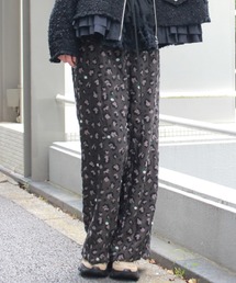 レオパードフラワーカットジャカードワイドパンツ(裏地付き)