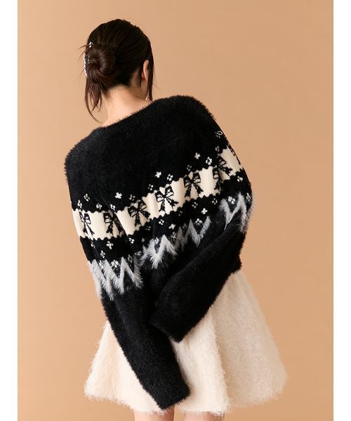 LILY BROWN（リリーブラウン）の「[L.B CANDY STOCK]リボンビジューニット（ニット/セーター・レディース・ホワイト/レッド/ブラック・F）」の8枚目の写真