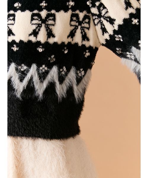 L.B CANDY STOCK]リボンビジューニット（ニット/セーター）｜LILY