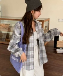 チェックシャツ レイヤードコーデ