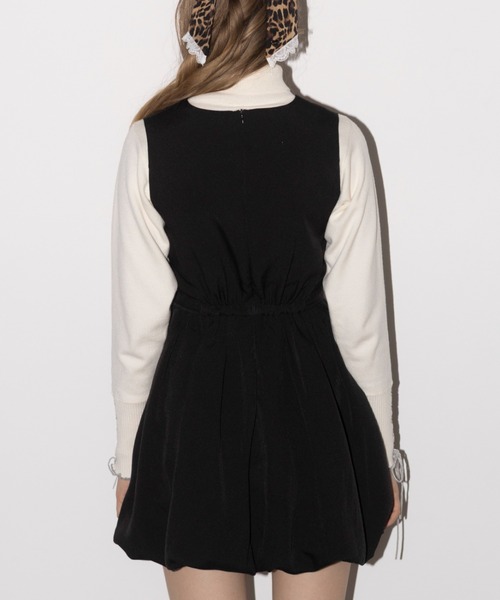 idem（イデム）の「balloon mini onepiece / ノースリバルーンミニワンピ（ジャンパースカート・レディース・ブラック/モカ・FREE）」の18枚目の写真