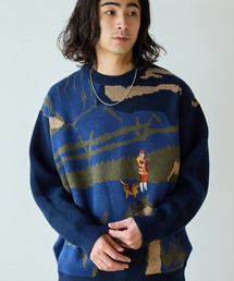 ヴィンテージライクジャガードルーズニット 冬服