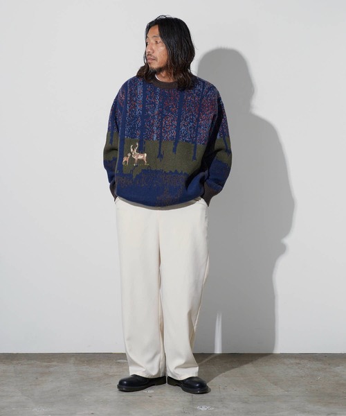 ALL RUNS(オールランズ)の「ヴィンテージライクジャガードルーズニット 冬服(ニット/セーター・メンズ・ブルー/ネイビー/グリーン・FREE)」の22枚目の写真