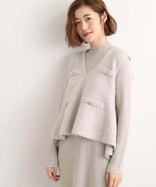 grove(グローブ)の「【2点SET/体型カバー】一枚で決まる、ペプラムベスト×ニットワンピース(ワンピース・レディース・ライトブルー/スミクロ/ライトグレー・01/02/03/04/05)」の5枚目の写真