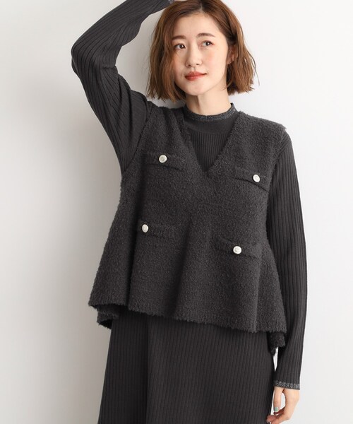 grove(グローブ)の「【2点SET/体型カバー】一枚で決まる、ペプラムベスト×ニットワンピース(ワンピース・レディース・ライトブルー/スミクロ/ライトグレー・01/02/03/04/05)」の10枚目の写真