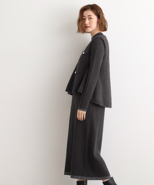 grove(グローブ)の「【2点SET/体型カバー】一枚で決まる、ペプラムベスト×ニットワンピース(ワンピース・レディース・ライトブルー/スミクロ/ライトグレー・01/02/03/04/05)」の11枚目の写真