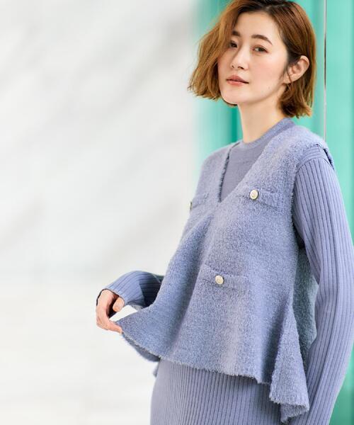 grove(グローブ)の「【2点SET/体型カバー】一枚で決まる、ペプラムベスト×ニットワンピース(ワンピース・レディース・ライトブルー/スミクロ/ライトグレー・01/02/03/04/05)」の15枚目の写真