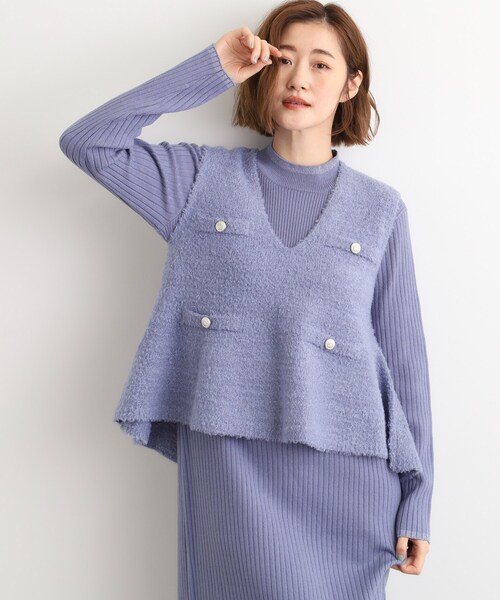 grove(グローブ)の「【2点SET/体型カバー】一枚で決まる、ペプラムベスト×ニットワンピース(ワンピース・レディース・ライトブルー/スミクロ/ライトグレー・01/02/03/04/05)」の16枚目の写真