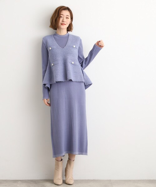 grove(グローブ)の「【2点SET/体型カバー】一枚で決まる、ペプラムベスト×ニットワンピース(ワンピース・レディース・ライトブルー/スミクロ/ライトグレー・01/02/03/04/05)」の18枚目の写真
