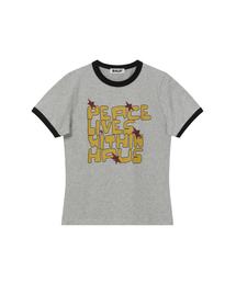 BAUF（バウフ）の「ピースリンガースリムフィットTシャツ[グレー]（Tシャツ/カットソー）」