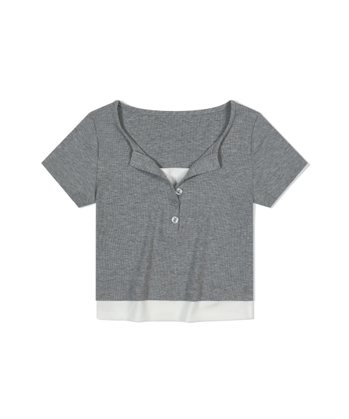 MOAA（モア）の「レイヤードヘンリーTシャツ（グレー）（Tシャツ/カットソー・レディース・その他・SMALL/MEDIUM）」の2枚目の写真