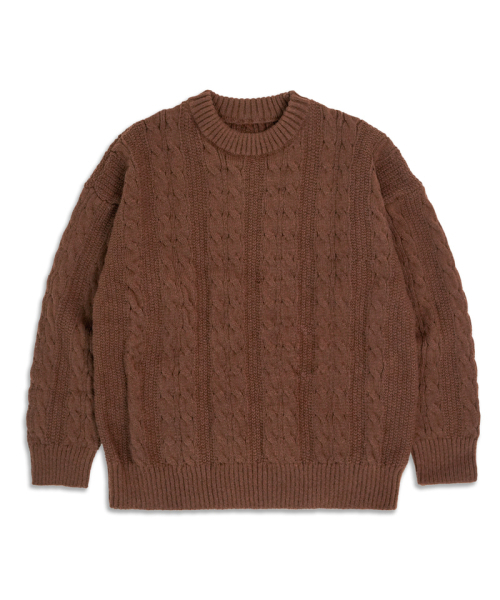 UNDEROFF（アンダーオフ）の「オーバーサイズケーブルニットフィッシャーマンブラック（ニット/セーター・メンズ・ブラック・MEDIUM/LARGE/X-LARGE）」の2枚目の写真