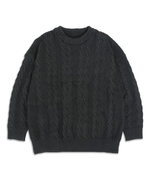 UNDEROFF（アンダーオフ）の「オーバーサイズケーブルニットフィッシャーマンブラック（ニット/セーター・メンズ・ブラック・MEDIUM/LARGE/X-LARGE）」の3枚目の写真