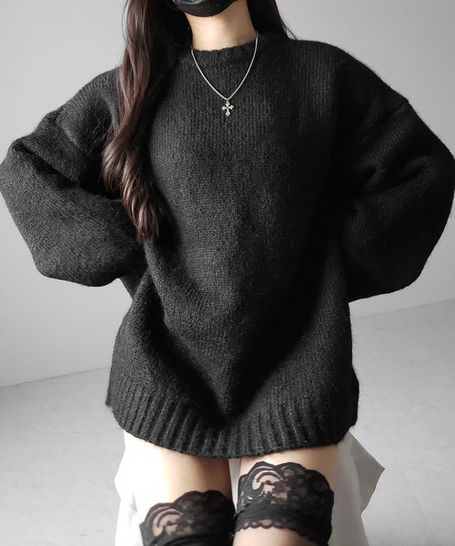 me+em select(ミームセレクト)の「※※【 4color 】オーバーサイズフラッフィーニットプルオーバー / oversize fluffy knit pullover(ニット/セーター・レディース・アイボリー/ブラック/グレー/ブルー・FREE)」の3枚目の写真