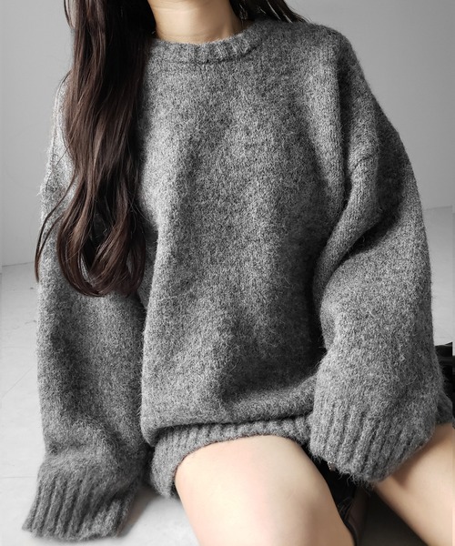me+em select(ミームセレクト)の「※※【 4color 】オーバーサイズフラッフィーニットプルオーバー / oversize fluffy knit pullover(ニット/セーター・レディース・アイボリー/ブラック/グレー/ブルー・FREE)」の8枚目の写真