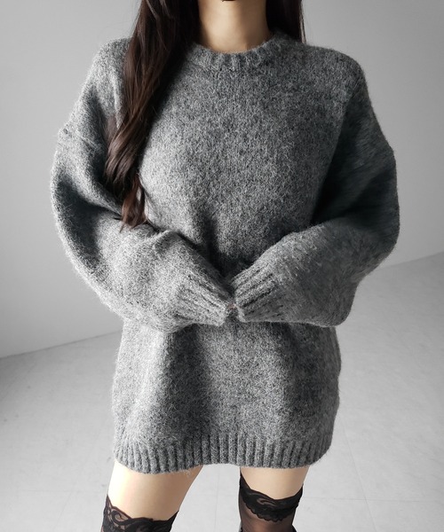 me+em select(ミームセレクト)の「※※【 4color 】オーバーサイズフラッフィーニットプルオーバー / oversize fluffy knit pullover(ニット/セーター・レディース・アイボリー/ブラック/グレー/ブルー・FREE)」の5枚目の写真