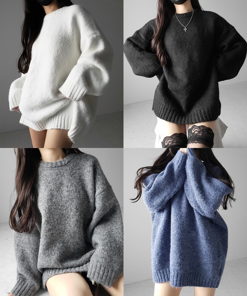 me+em select(ミームセレクト)の「※※【 4color 】オーバーサイズフラッフィーニットプルオーバー / oversize fluffy knit pullover(ニット/セーター・レディース・アイボリー/ブラック/グレー/ブルー・FREE)」の12枚目の写真