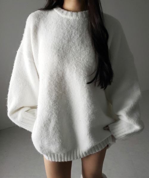 me+em select(ミームセレクト)の「※※【 4color 】オーバーサイズフラッフィーニットプルオーバー / oversize fluffy knit pullover(ニット/セーター・レディース・アイボリー/ブラック/グレー/ブルー・FREE)」の19枚目の写真