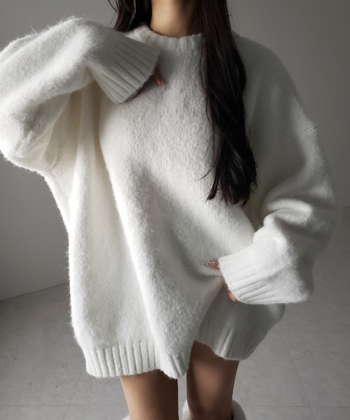 me+em select(ミームセレクト)の「※※【 4color 】オーバーサイズフラッフィーニットプルオーバー / oversize fluffy knit pullover(ニット/セーター・レディース・アイボリー/ブラック/グレー/ブルー・FREE)」の18枚目の写真