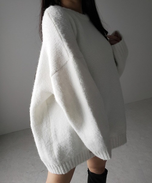 me+em select(ミームセレクト)の「※※【 4color 】オーバーサイズフラッフィーニットプルオーバー / oversize fluffy knit pullover(ニット/セーター・レディース・アイボリー/ブラック/グレー/ブルー・FREE)」の16枚目の写真