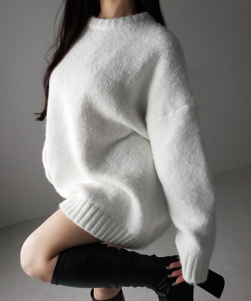 me+em select(ミームセレクト)の「※※【 4color 】オーバーサイズフラッフィーニットプルオーバー / oversize fluffy knit pullover(ニット/セーター・レディース・アイボリー/ブラック/グレー/ブルー・FREE)」の15枚目の写真
