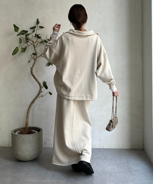 DouDou(ドゥドゥ)の「裏起毛DD刺繍スカート(スカート・レディース・ブラック/アイボリー/チャコールグレー・FREE)」の6枚目の写真