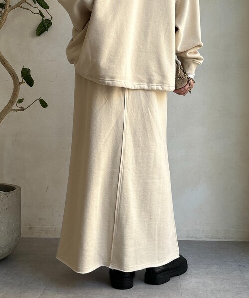 DouDou(ドゥドゥ)の「裏起毛DD刺繍スカート(スカート・レディース・ブラック/アイボリー/チャコールグレー・FREE)」の9枚目の写真