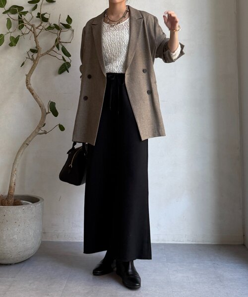 DouDou(ドゥドゥ)の「裏起毛DD刺繍スカート(スカート・レディース・ブラック/アイボリー/チャコールグレー・FREE)」の16枚目の写真