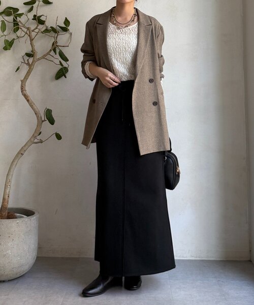 DouDou(ドゥドゥ)の「裏起毛DD刺繍スカート(スカート・レディース・ブラック/アイボリー/チャコールグレー・FREE)」の18枚目の写真