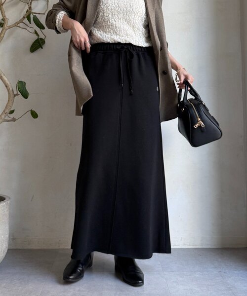 DouDou(ドゥドゥ)の「裏起毛DD刺繍スカート(スカート・レディース・ブラック/アイボリー/チャコールグレー・FREE)」の20枚目の写真