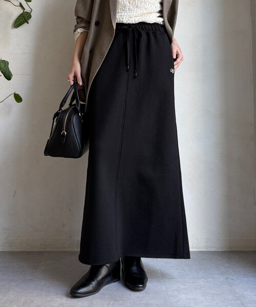 DouDou(ドゥドゥ)の「裏起毛DD刺繍スカート(スカート・レディース・ブラック/アイボリー/チャコールグレー・FREE)」の21枚目の写真