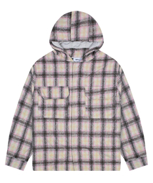 XTONZ（エクストーンズ）の「XTS035 パディッドチェックフードシャツジャケット (ピンク)（ダウンジャケット/コート）」