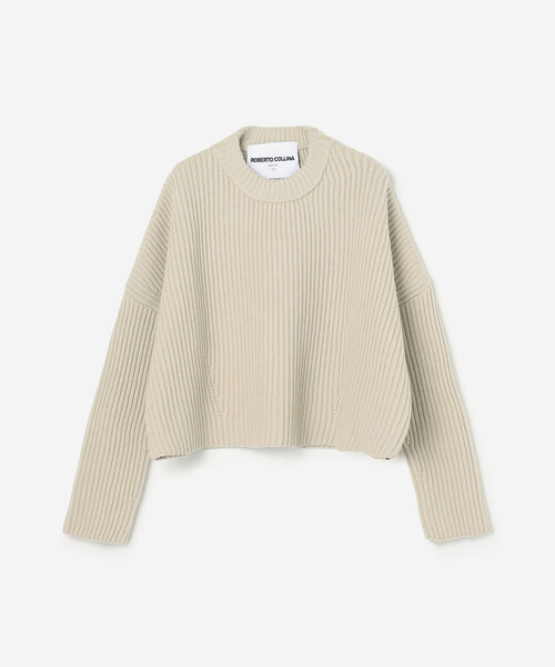 ROBERTO COLLINA（ロベルトコリーナ）の「roberto collina | リブニット クルーネックセーター WOMEN（ニット/セーター・レディース・ネイビー/オートミール/グレー系その他・XS）」の4枚目の写真