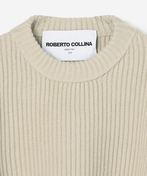 ROBERTO COLLINA（ロベルトコリーナ）の「roberto collina | リブニット クルーネックセーター WOMEN（ニット/セーター・レディース・ネイビー/オートミール/グレー系その他・XS）」の6枚目の写真