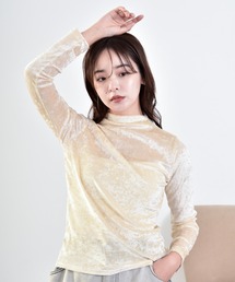シアーベロアモックネックTシャツ