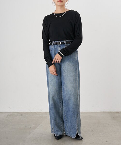 SHENERY(シーナリー)の「シアーロングスリーブTEE(Tシャツ/カットソー・レディース・ホワイト/ブルー系その他/ブラック/グレー・FREE)」の19枚目の写真