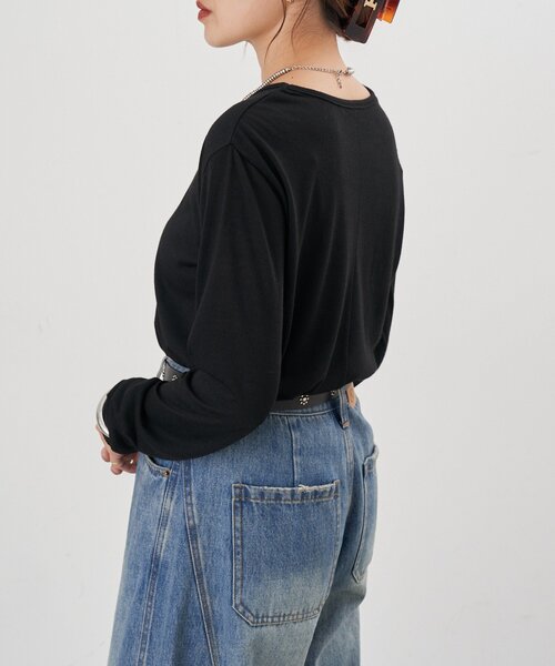 SHENERY(シーナリー)の「シアーロングスリーブTEE(Tシャツ/カットソー・レディース・ホワイト/ブルー系その他/ブラック/グレー・FREE)」の11枚目の写真