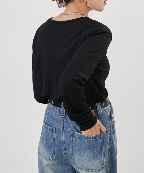 SHENERY(シーナリー)の「シアーロングスリーブTEE(Tシャツ/カットソー・レディース・ホワイト/ブルー系その他/ブラック/グレー・FREE)」の10枚目の写真