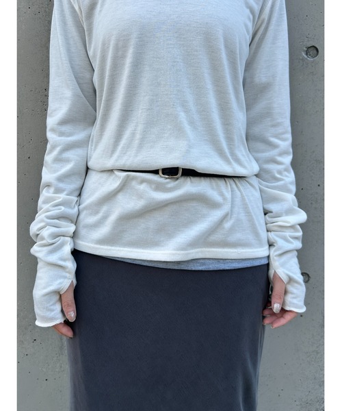 SHENERY(シーナリー)の「シアーロングスリーブTEE(Tシャツ/カットソー・レディース・ホワイト/ブルー系その他/ブラック/グレー・FREE)」の5枚目の写真