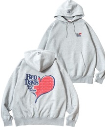 BEN DAVIS/ベンデイビス PUFFY HEART HOODIE/オーバーサイズ 裏起毛 ストリート バックプリント ロゴ ワンポイント刺繍 スウェット パーカー フーディー/レディース メンズ